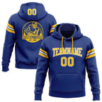 Custom Stitched Royal Gold-White Football Pullover Sweatshirt Hoodie photo 1