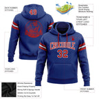 Custom Stitched Royal Red-White Football Pullover Sweatshirt Hoodie photo 2