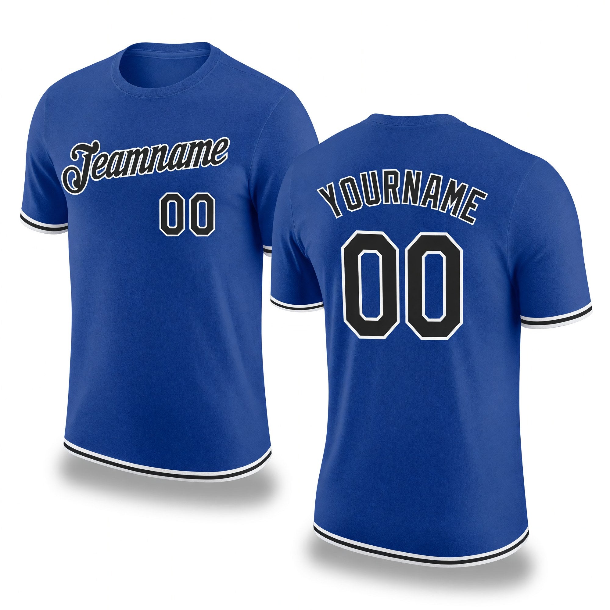 Custom Royal Black-White Performance T-Shirt