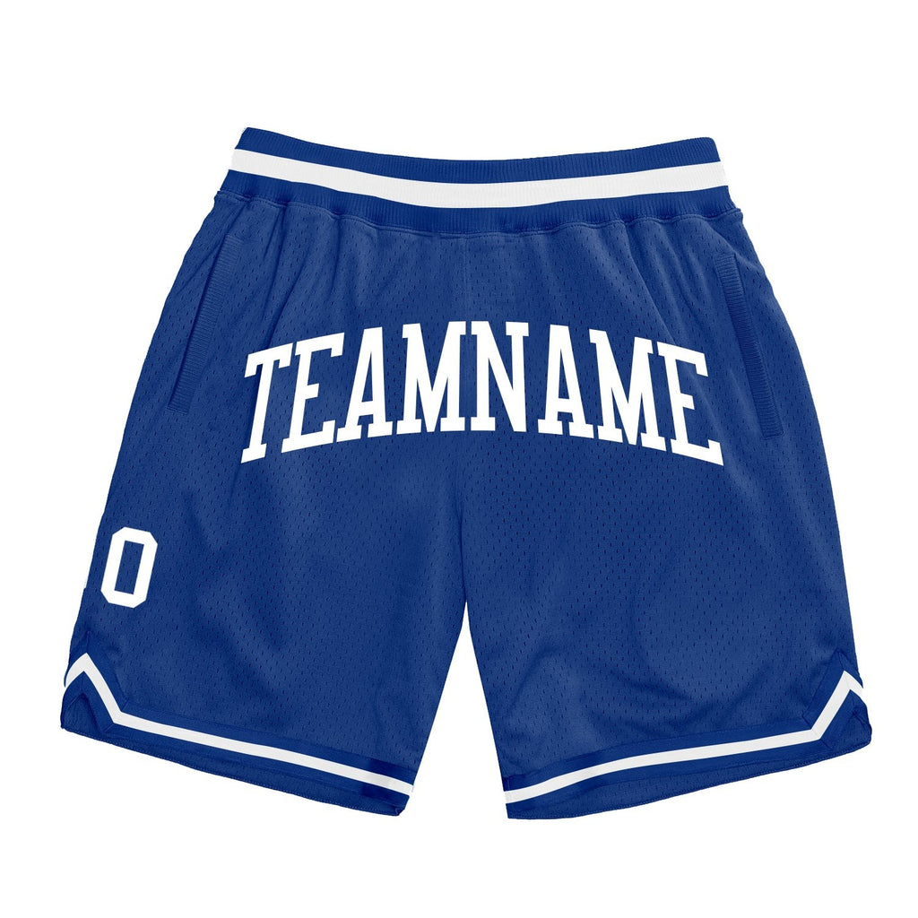 Custom Royal White Authentic Throwback Basketball Shorts photo 1