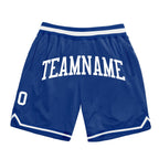 Custom Royal White Authentic Throwback Basketball Shorts photo 1
