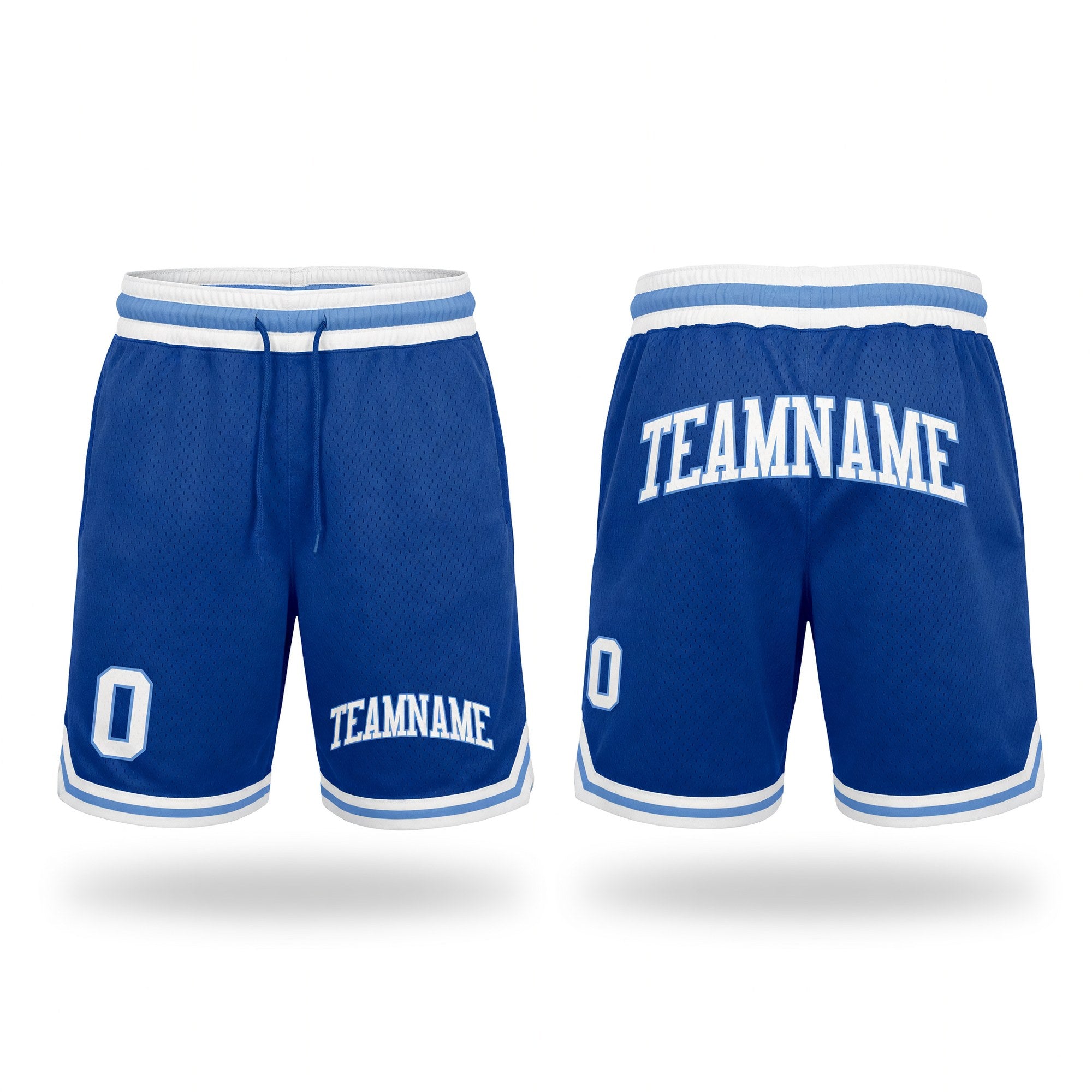 Custom Royal White-Light Blue Authentic Throwback Basketball Shorts