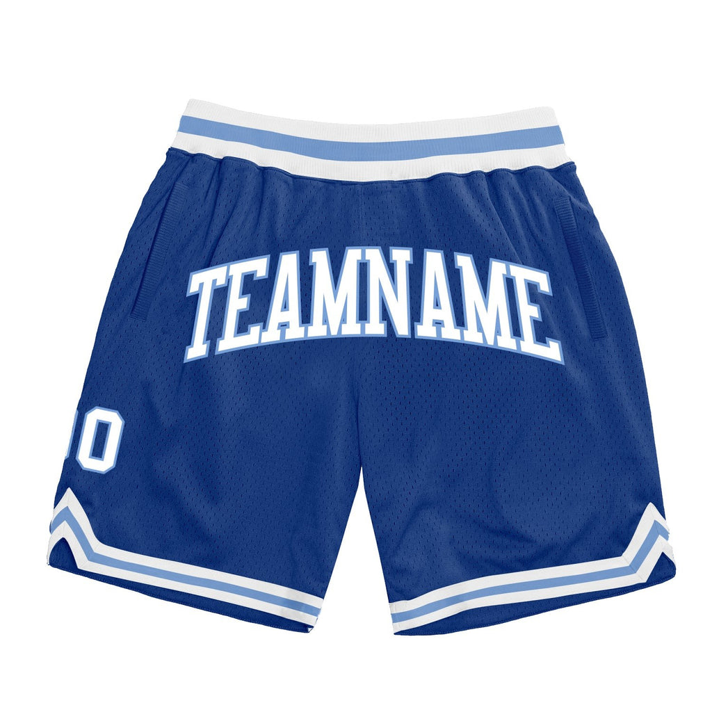 Custom Royal White-Light Blue Authentic Throwback Basketball Shorts photo 1