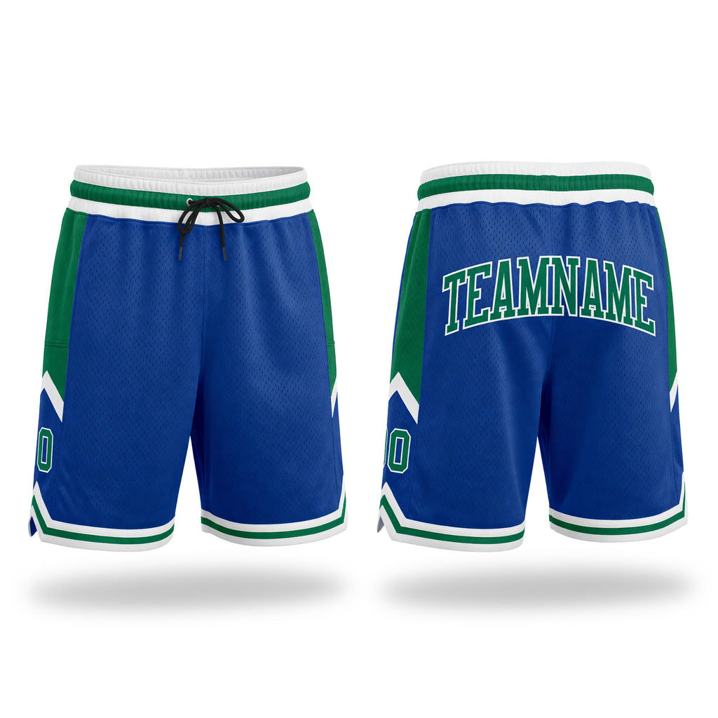 Custom Royal Kelly Green-White Authentic Throwback Basketball Shorts
