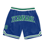 Custom Royal Kelly Green-White Authentic Throwback Basketball Shorts photo 1