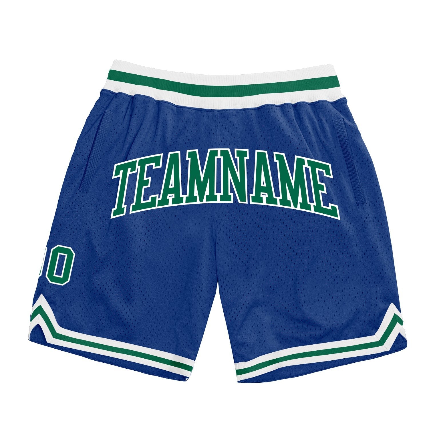 Custom Royal Kelly Green-White Authentic Throwback Basketball Shorts photo 1