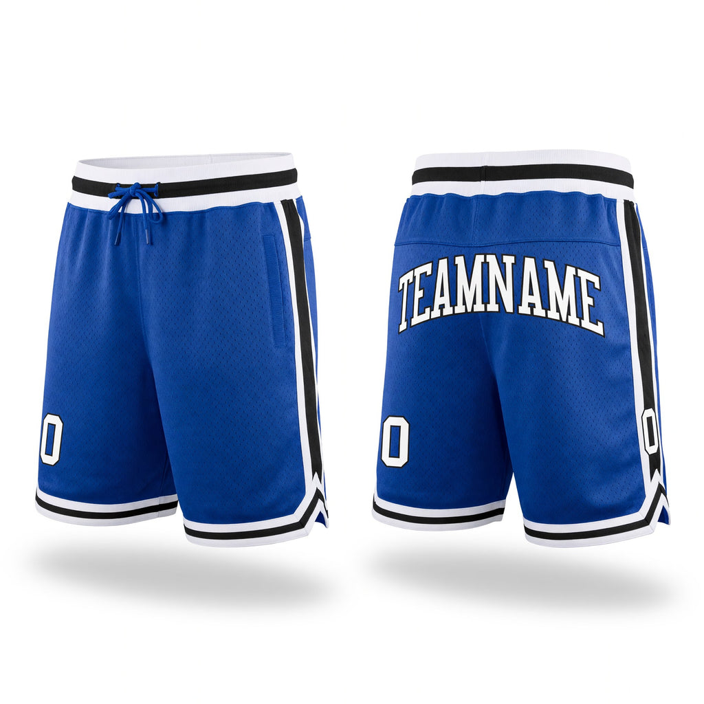 Custom Royal White-Black Authentic Throwback Basketball Shorts