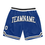Custom Royal White-Black Authentic Throwback Basketball Shorts photo 1