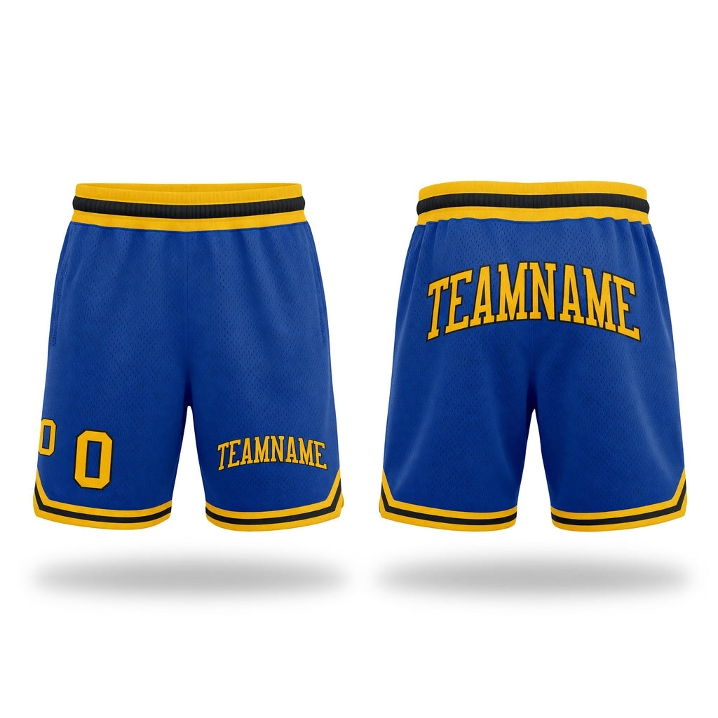 Custom Royal Gold-Black Authentic Throwback Basketball Shorts