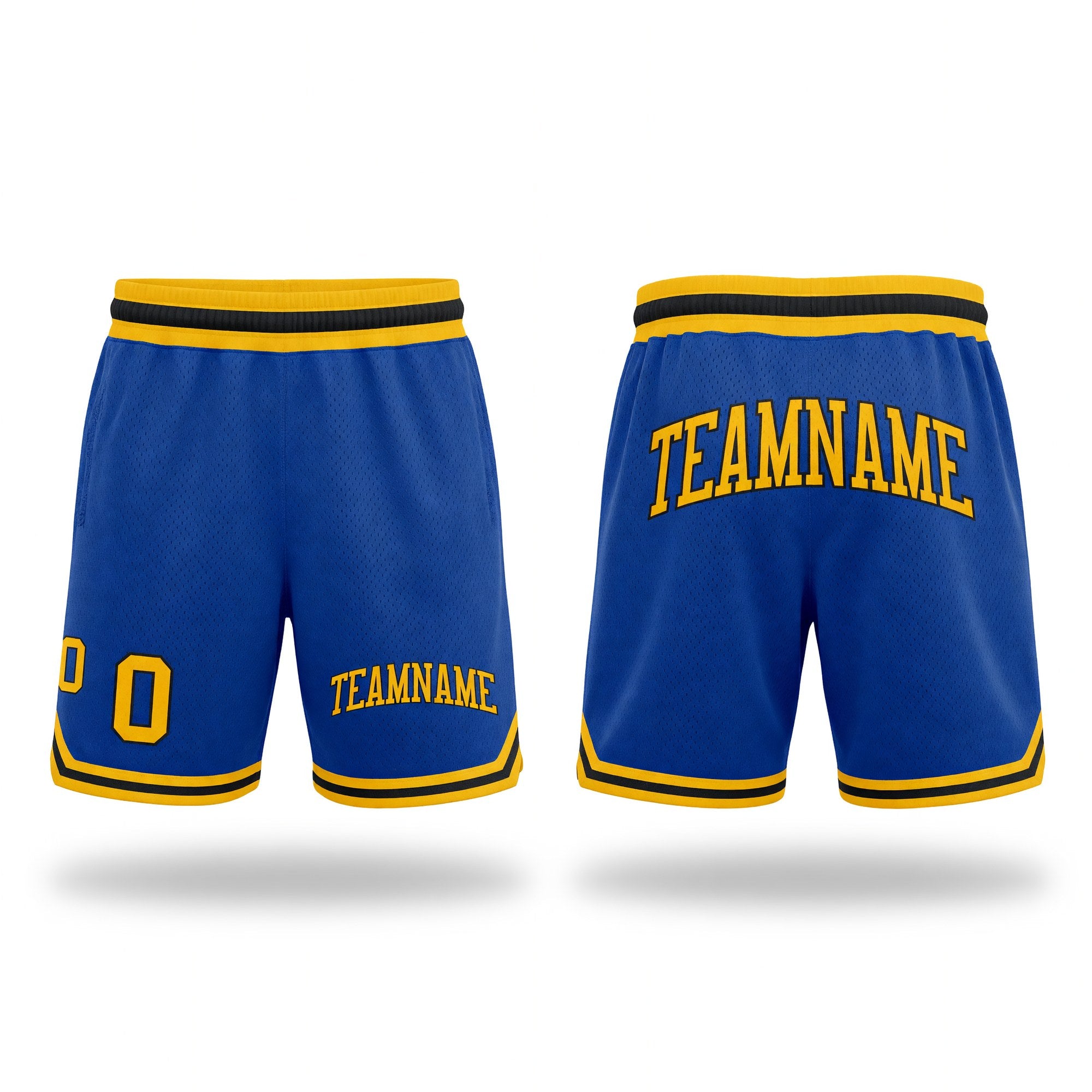 Custom Royal Gold-Black Authentic Throwback Basketball Shorts