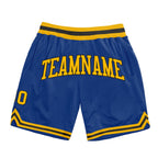 Custom Royal Gold-Black Authentic Throwback Basketball Shorts photo 1