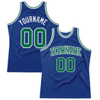 Custom Royal Kelly Green-White Authentic Throwback Basketball Jersey photo 1