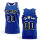 Custom Royal White Pinstripe Black-White Authentic Basketball Jersey