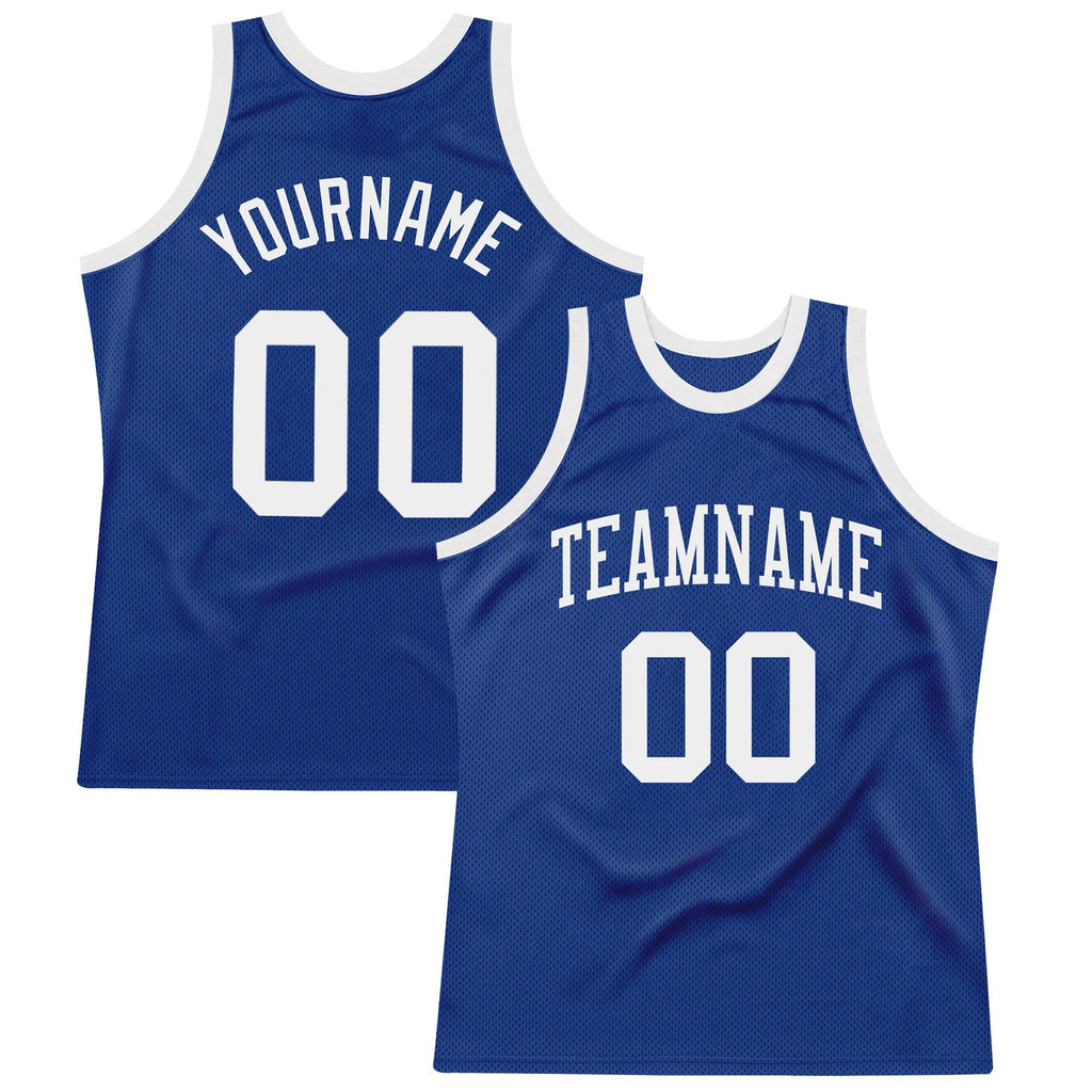 Custom Royal White Authentic Throwback Basketball Jersey photo 1