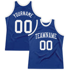 Custom Royal White Authentic Throwback Basketball Jersey photo 1