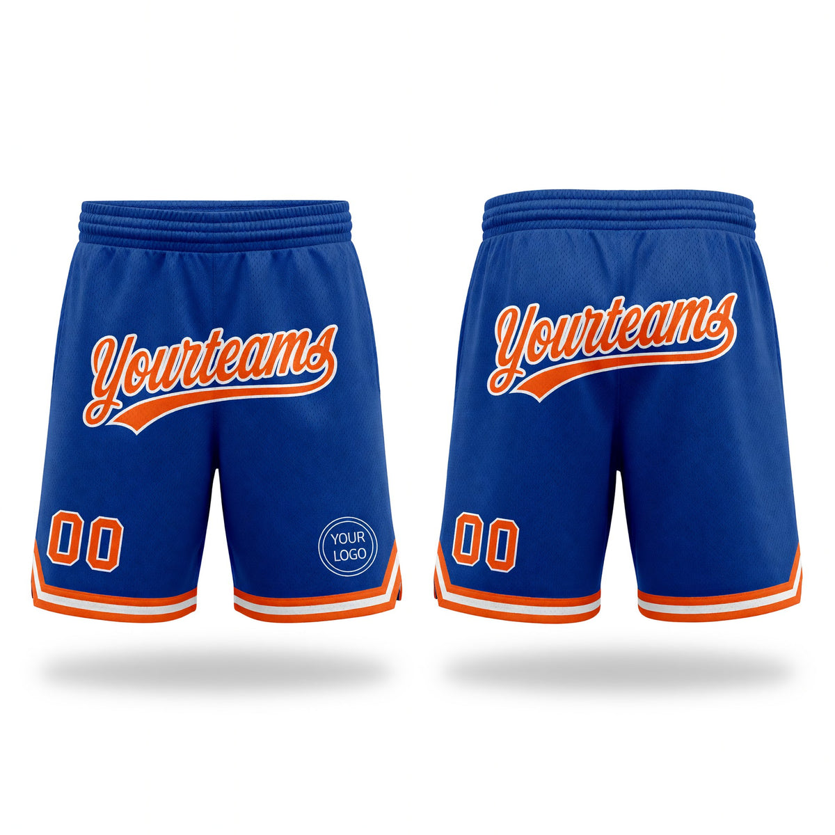Custom Royal Orange-White Authentic Throwback Basketball Shorts