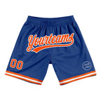 Custom Royal Orange-White Authentic Throwback Basketball Shorts photo 1