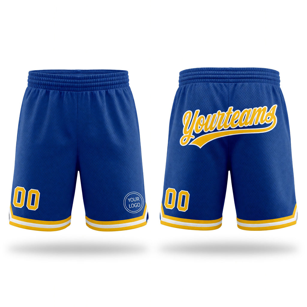 Custom Royal Gold-White Authentic Throwback Basketball Shorts