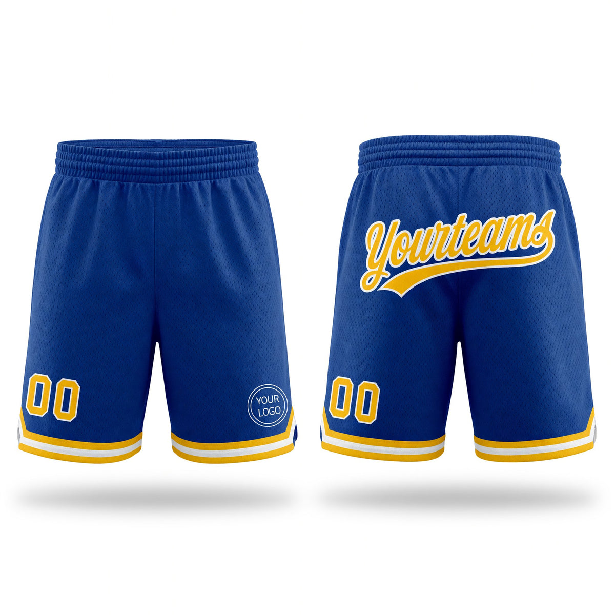 Custom Royal Gold-White Authentic Throwback Basketball Shorts