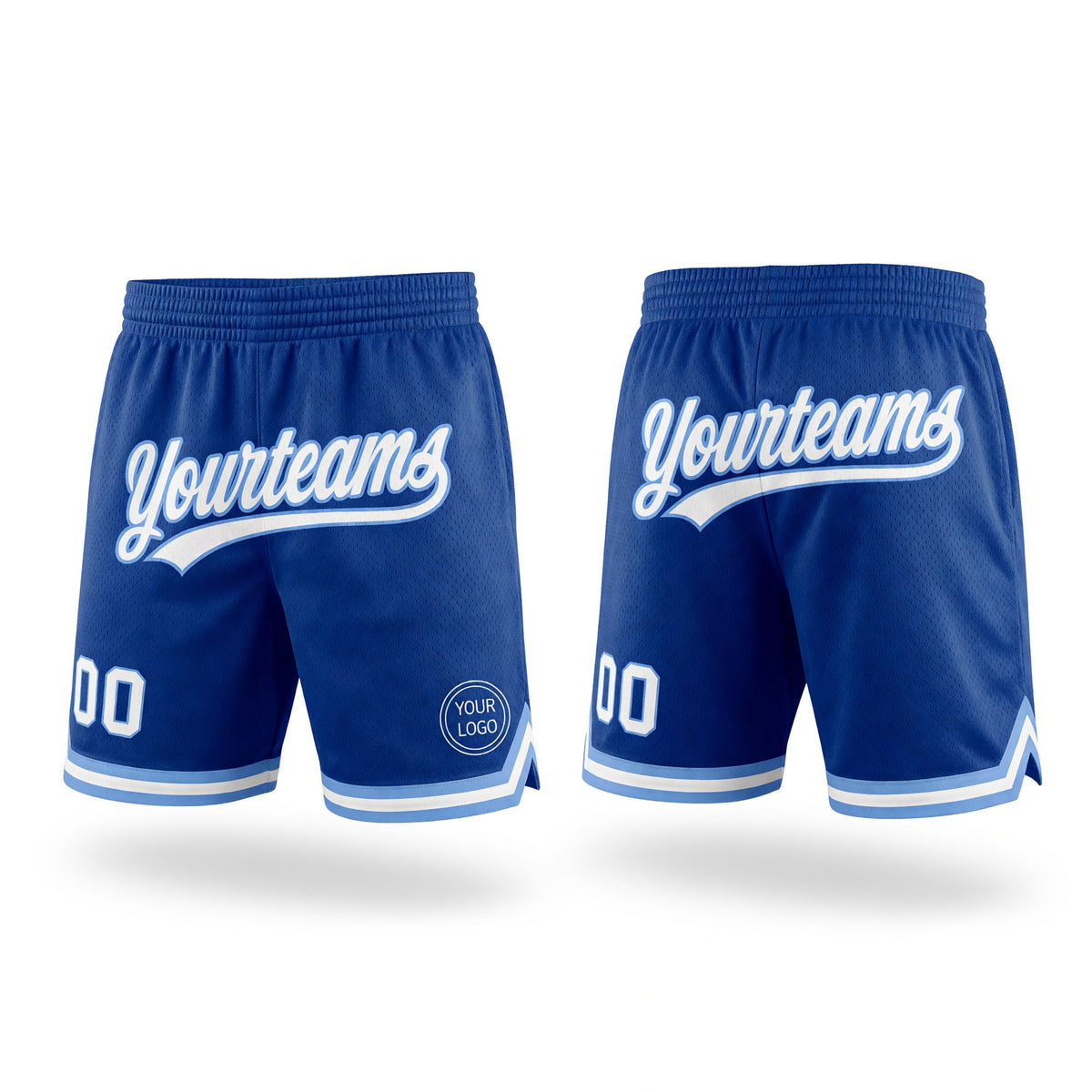 Custom Royal White-Light Blue Authentic Throwback Basketball Shorts