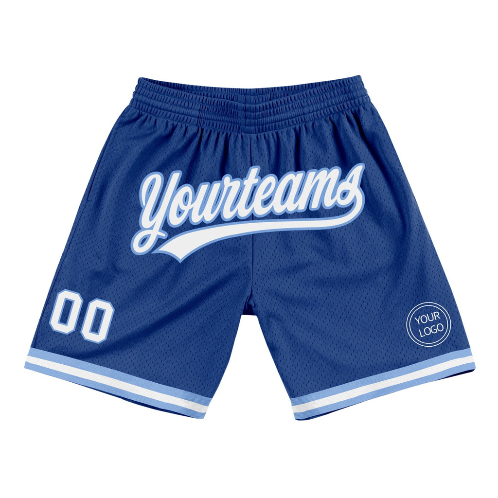 Custom Royal White-Light Blue Authentic Throwback Basketball Shorts photo 1