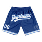 Custom Royal White-Light Blue Authentic Throwback Basketball Shorts photo 1