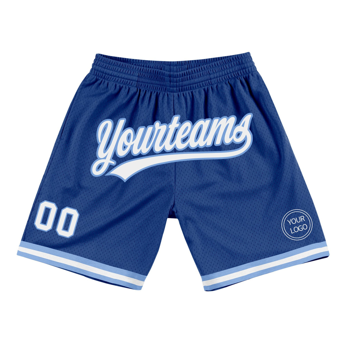 Custom Royal White-Light Blue Authentic Throwback Basketball Shorts photo 1