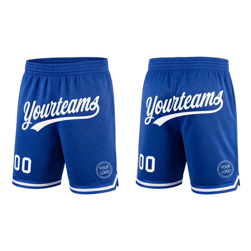 Custom Royal White Authentic Throwback Basketball Shorts