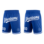 Custom Royal White Authentic Throwback Basketball Shorts