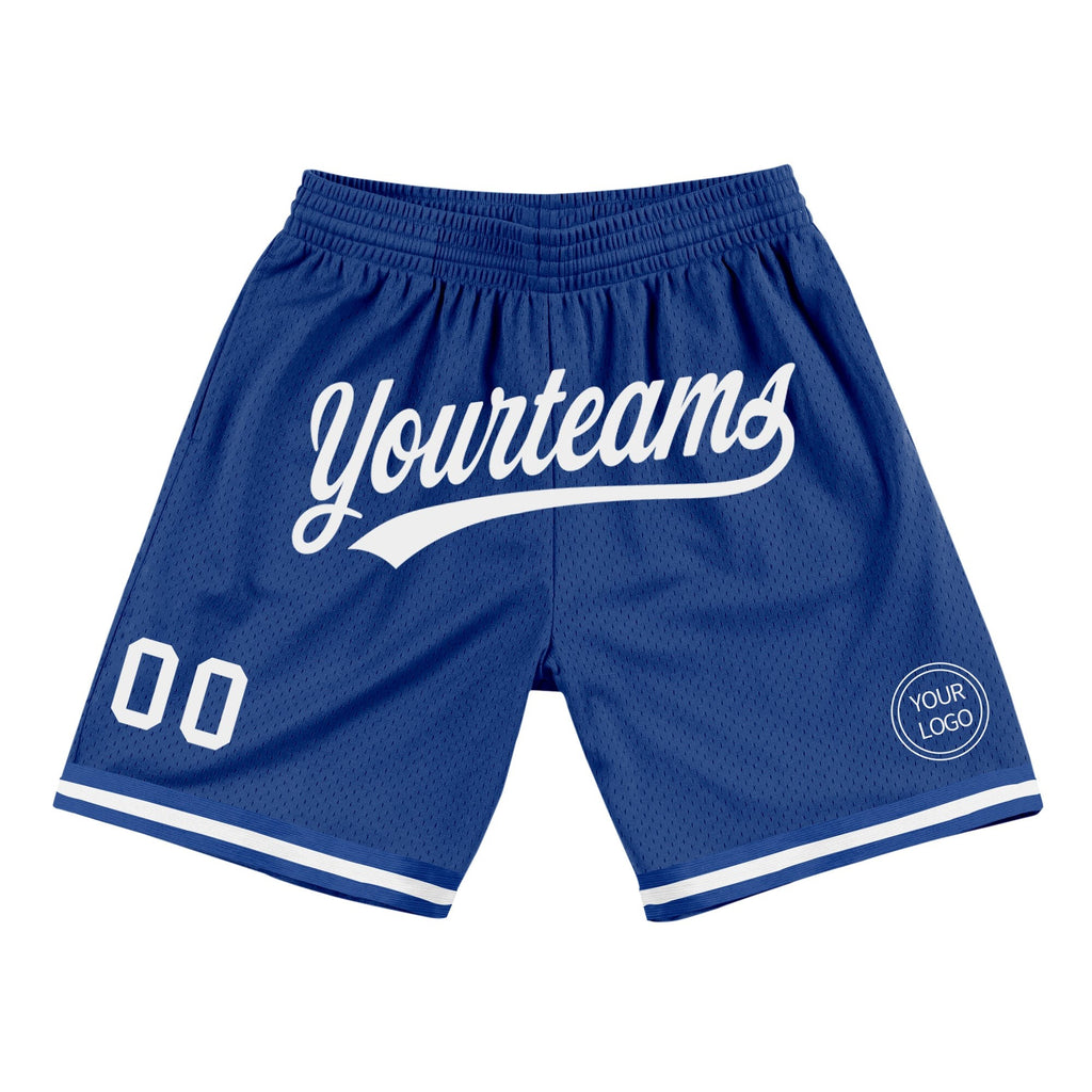 Custom Royal White Authentic Throwback Basketball Shorts photo 1