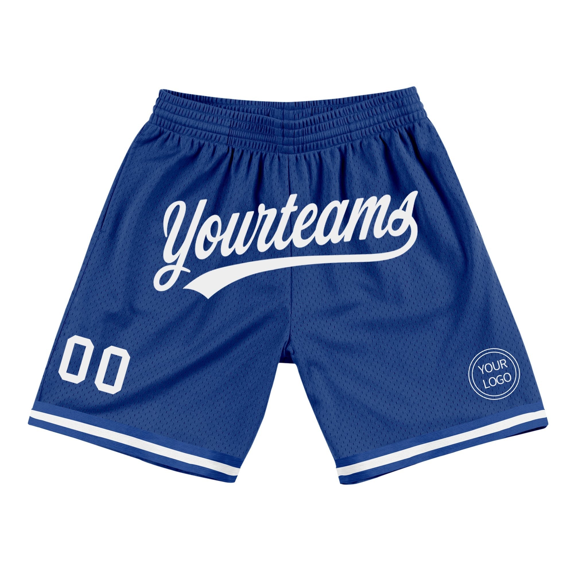 Custom Royal White Authentic Throwback Basketball Shorts photo 1