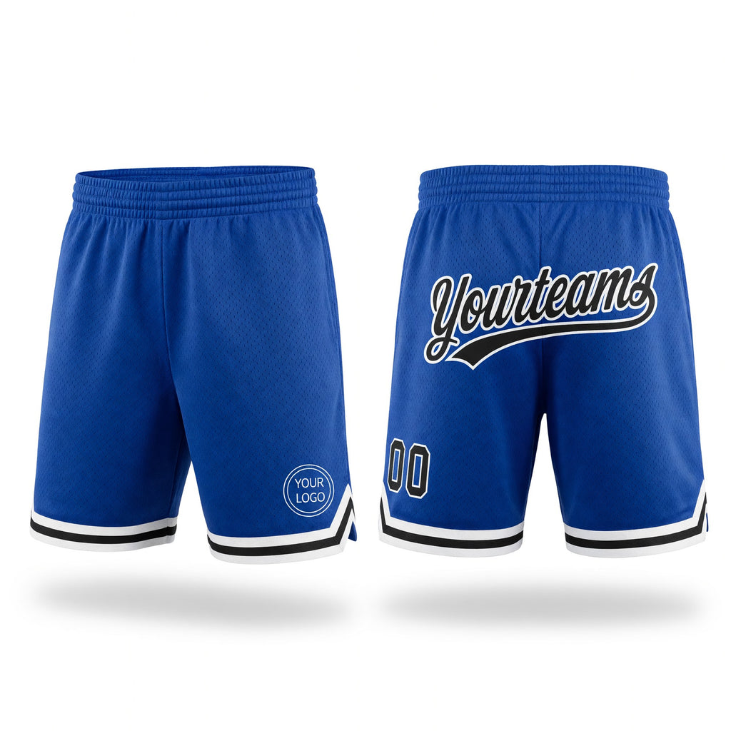 Custom Royal Black-White Authentic Throwback Basketball Shorts