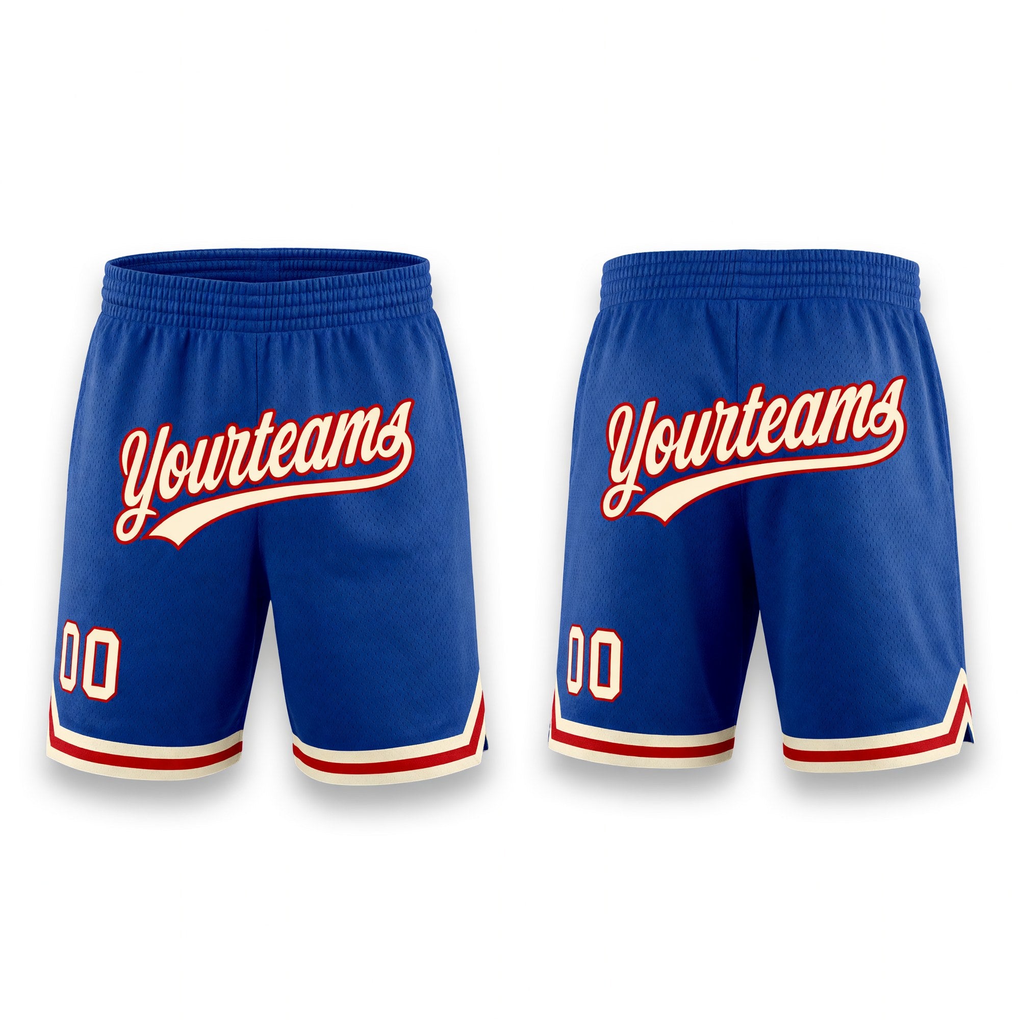 Custom Royal Cream-Red Authentic Throwback Basketball Shorts