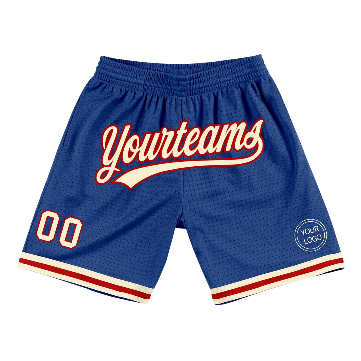 Custom Royal Cream-Red Authentic Throwback Basketball Shorts photo 1