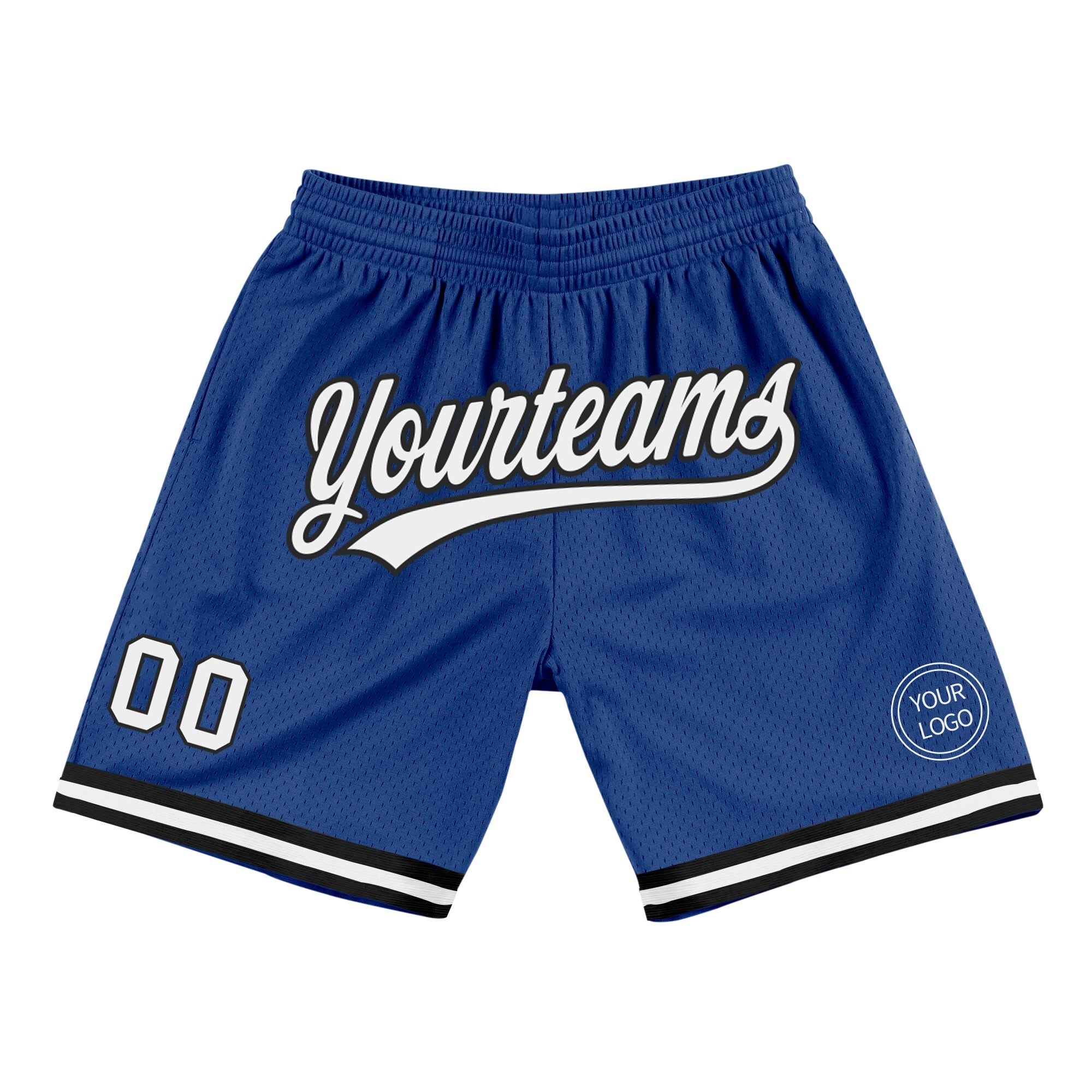 Custom Royal White-Black Authentic Throwback Basketball Shorts photo 1