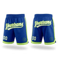 Custom Royal White-Neon Green Authentic Throwback Basketball Shorts