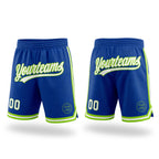 Custom Royal White-Neon Green Authentic Throwback Basketball Shorts