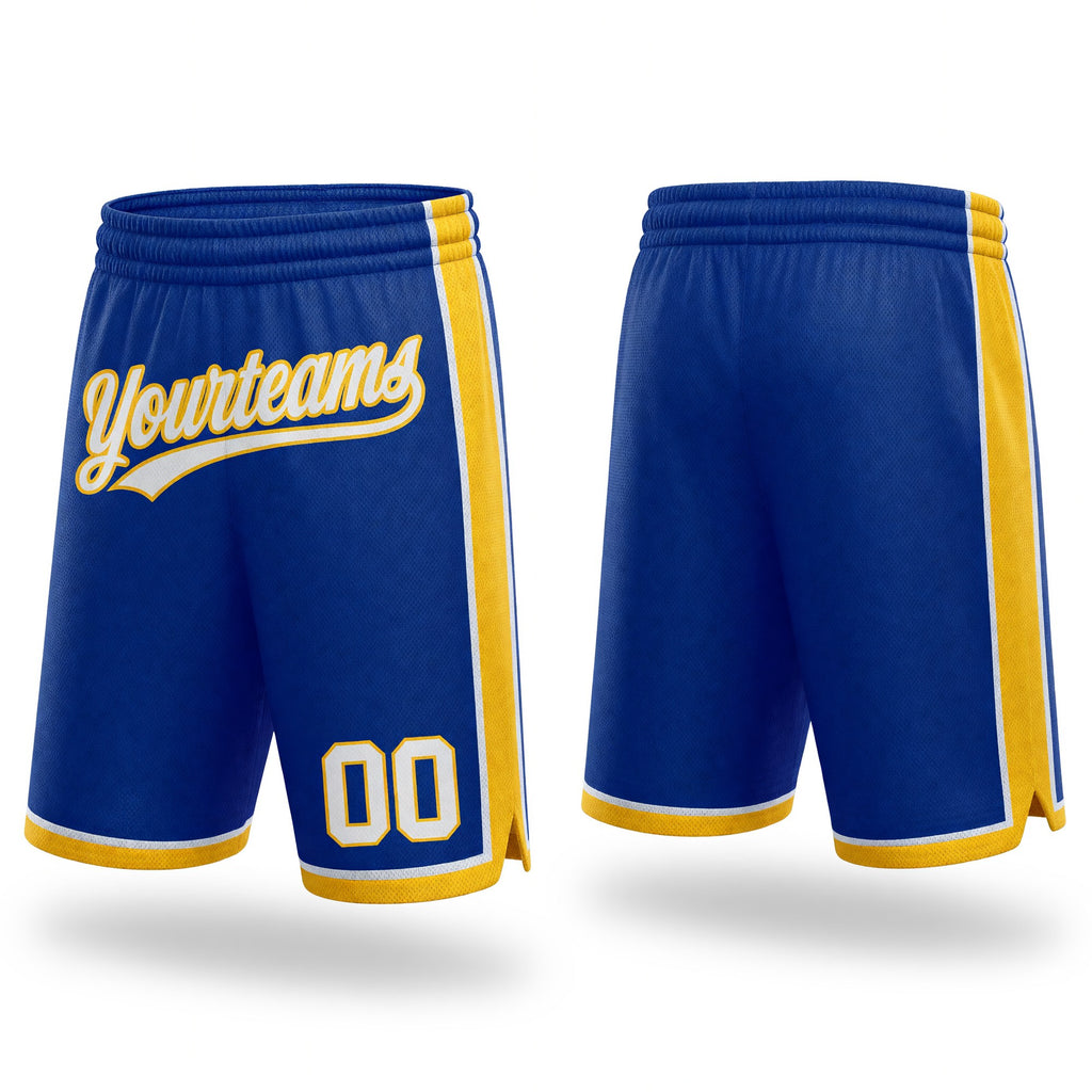 Custom Royal White-Yellow Authentic Basketball Shorts