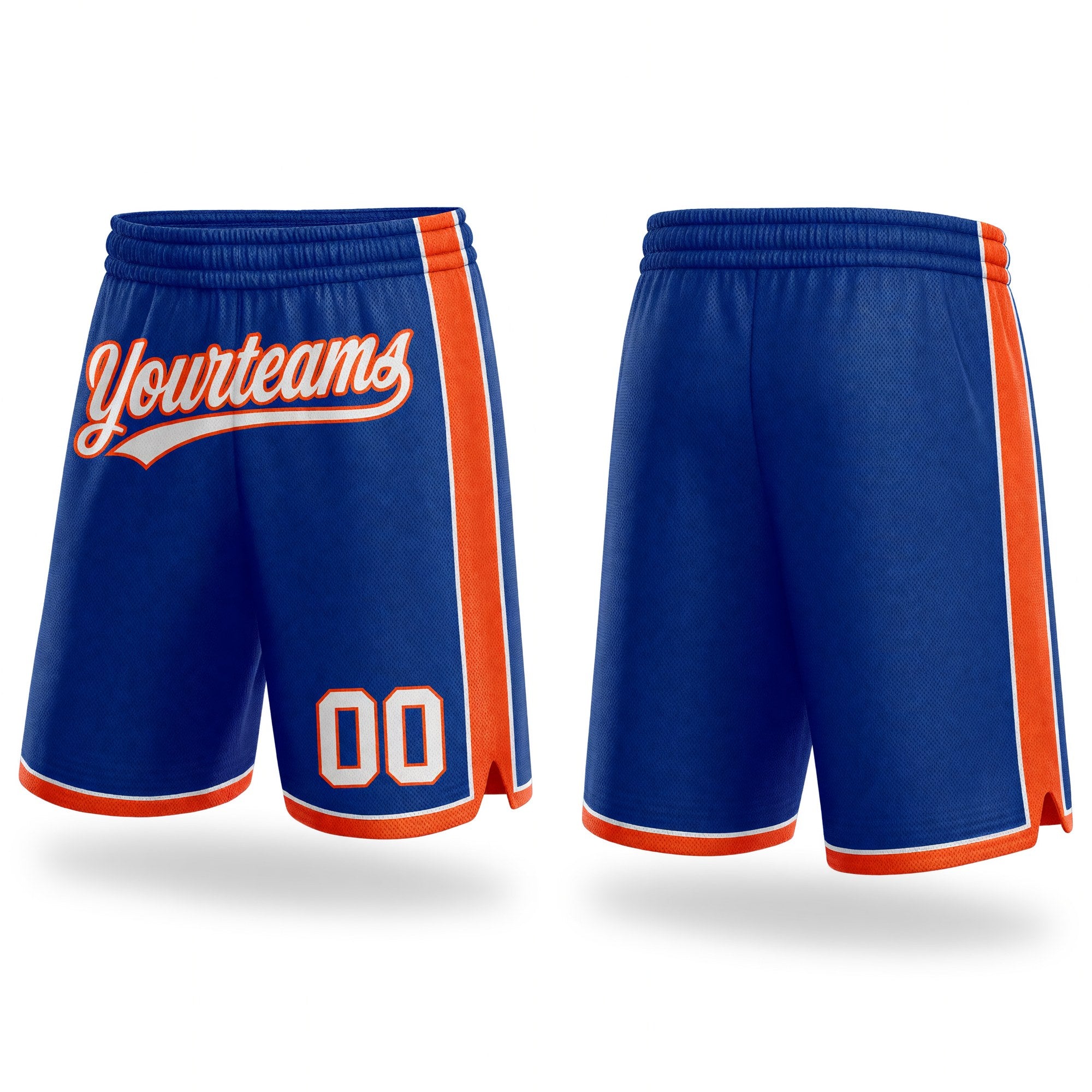 Custom Royal White-Orange Authentic Basketball Shorts