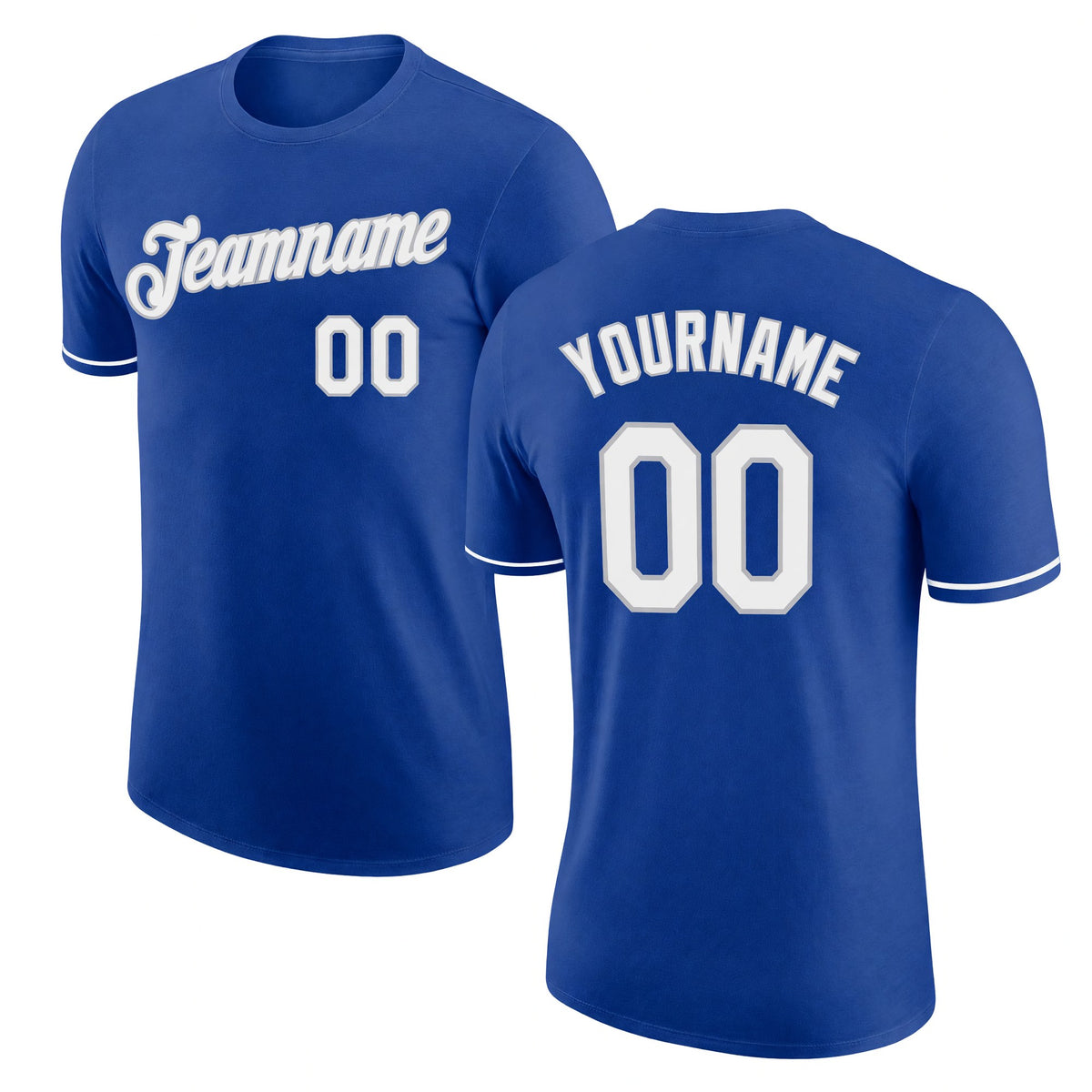 Custom Royal White-Gray Performance T-Shirt