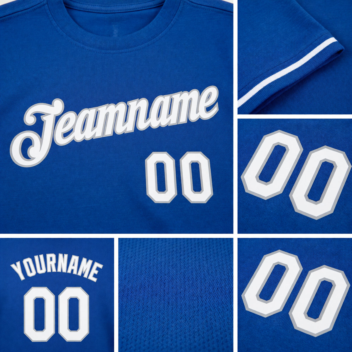 Custom Royal White-Gray Performance T-Shirt detail