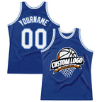 Custom Royal White-Light Blue Authentic Throwback Basketball Jersey photo 1