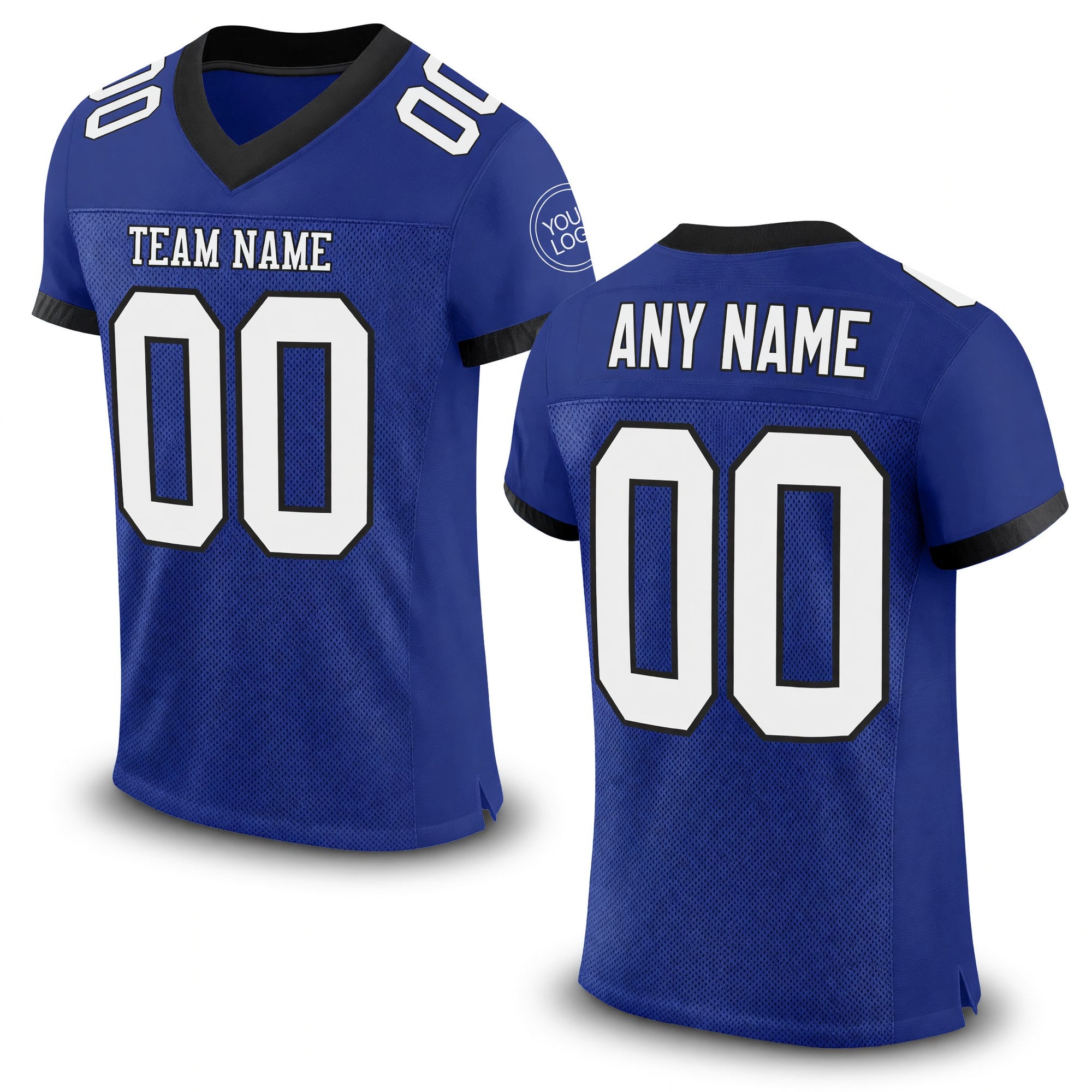 Custom Royal White-Balck Mesh Authentic Football Jersey