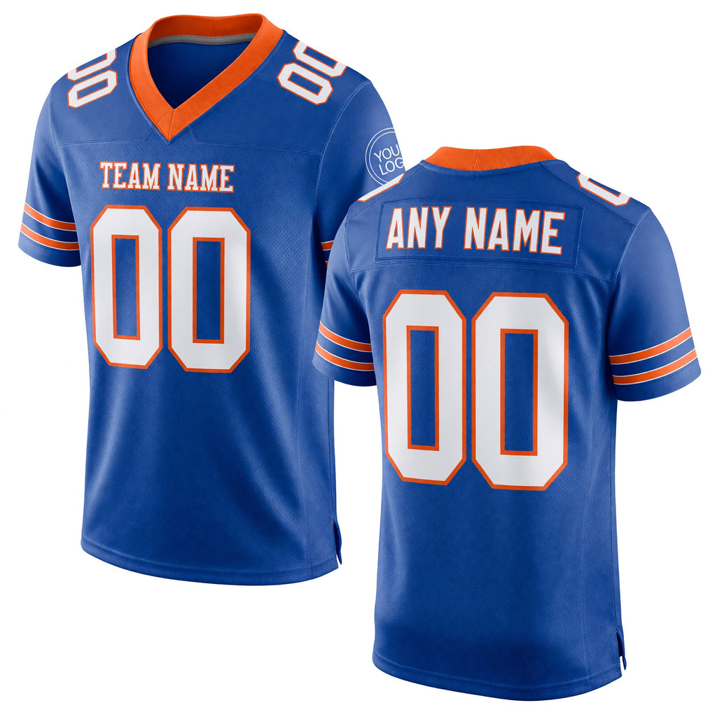Custom Royal White-Orange Mesh Authentic Football Jersey