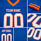 Custom Royal White-Orange Mesh Authentic Football Jersey detail