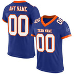 Custom Royal White-Orange Mesh Authentic Football Jersey photo 1
