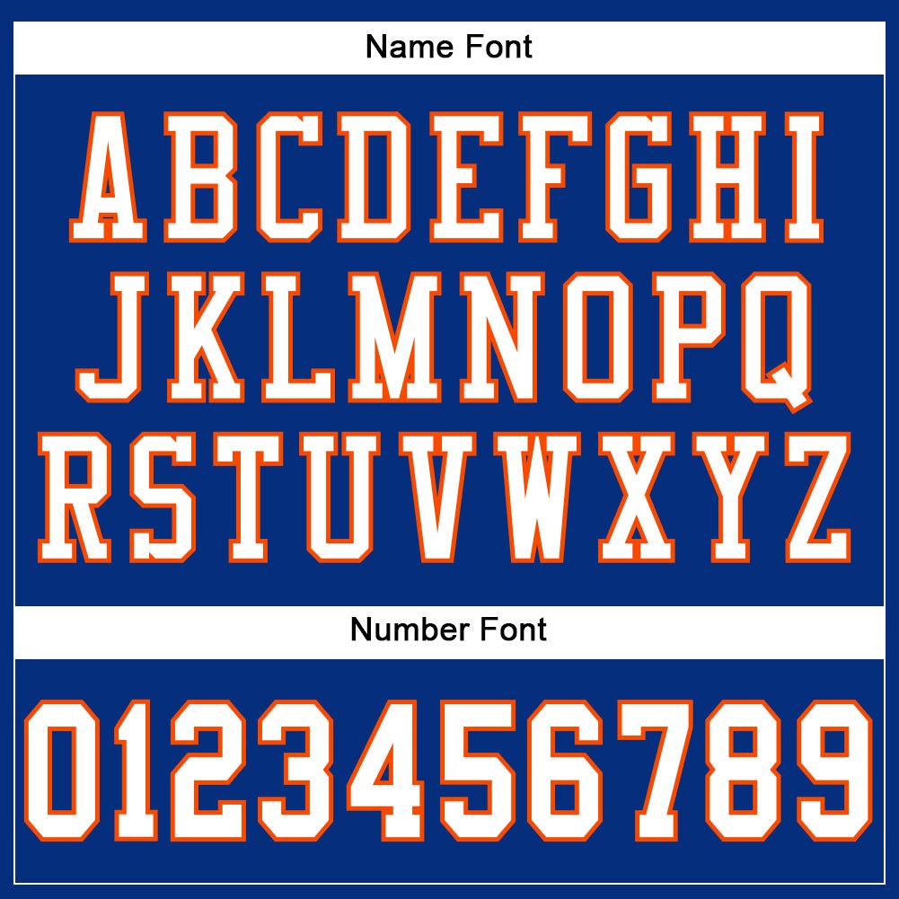 Custom Royal White-Orange Mesh Authentic Football Jersey photo 3