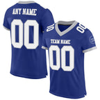 Custom Royal White-Gray Mesh Authentic Football Jersey photo 1