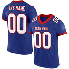 Custom Royal White-Red Mesh Authentic Football Jersey photo 1