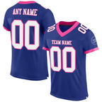 Custom Royal White-Pink Mesh Authentic Football Jersey photo 1